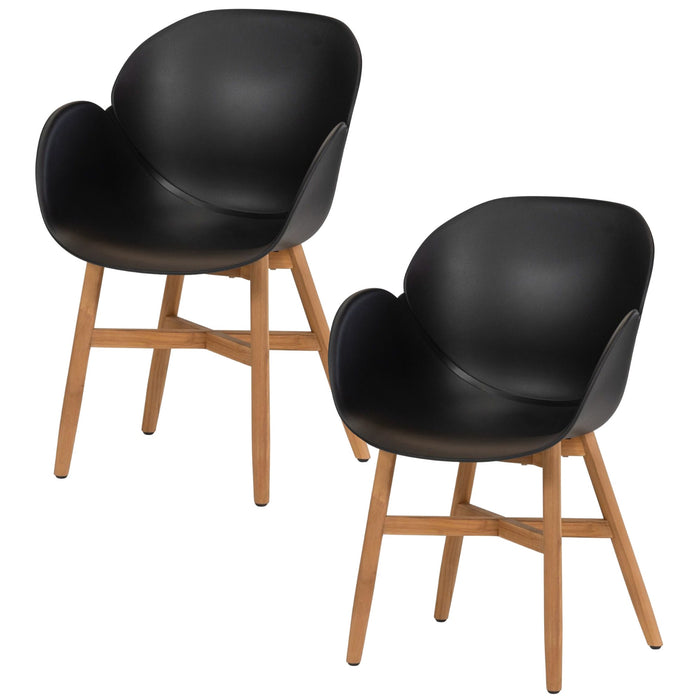 WOOOD Tulip Tuin Fauteuils - Teak|Propyleen - Zwart - Set van 2
