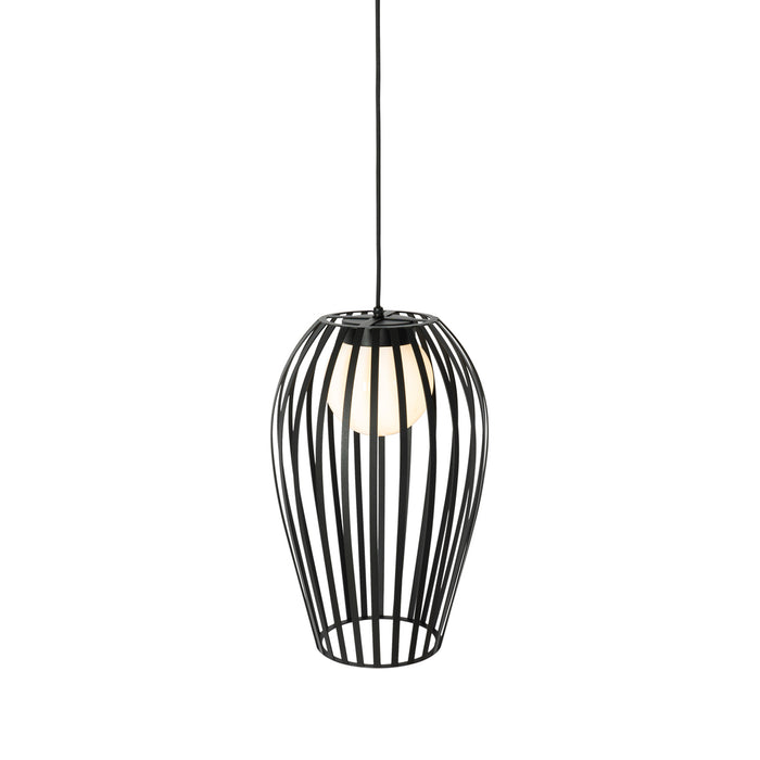 QAZQA Design hanglamp zwart met opaal IP44 - Angela