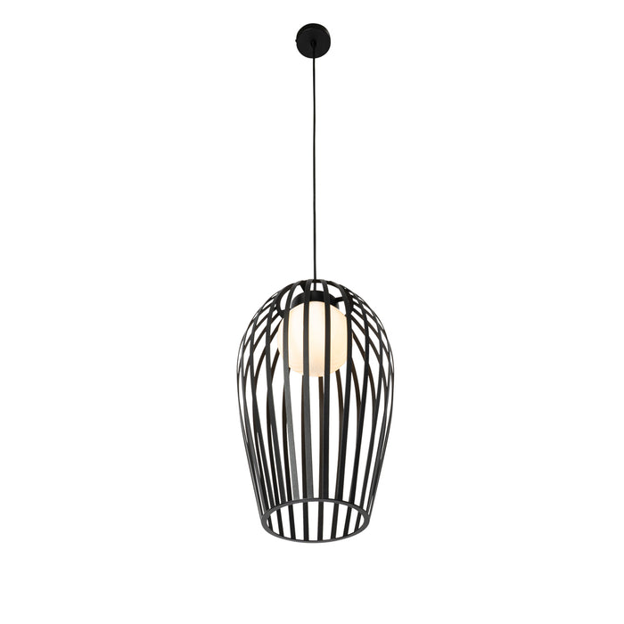 QAZQA Design hanglamp zwart met opaal IP44 - Angela