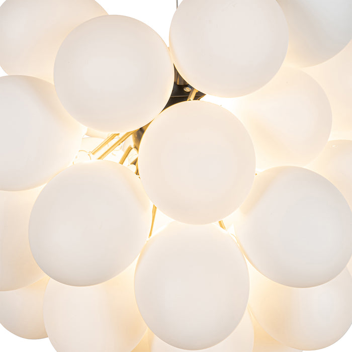 QAZQA Art deco hanglamp zwart met opaal glas 8-lichts rond - Uvas