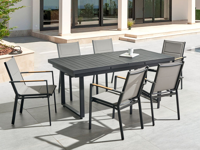 Beliani-VALCANETTO -Tuintafel-Zwart-90 x 180|240 cm-Aluminium