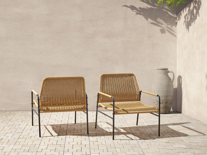 Beliani - PRASIMO - Tuinstoel set van 2 - Naturel - PE Rotan