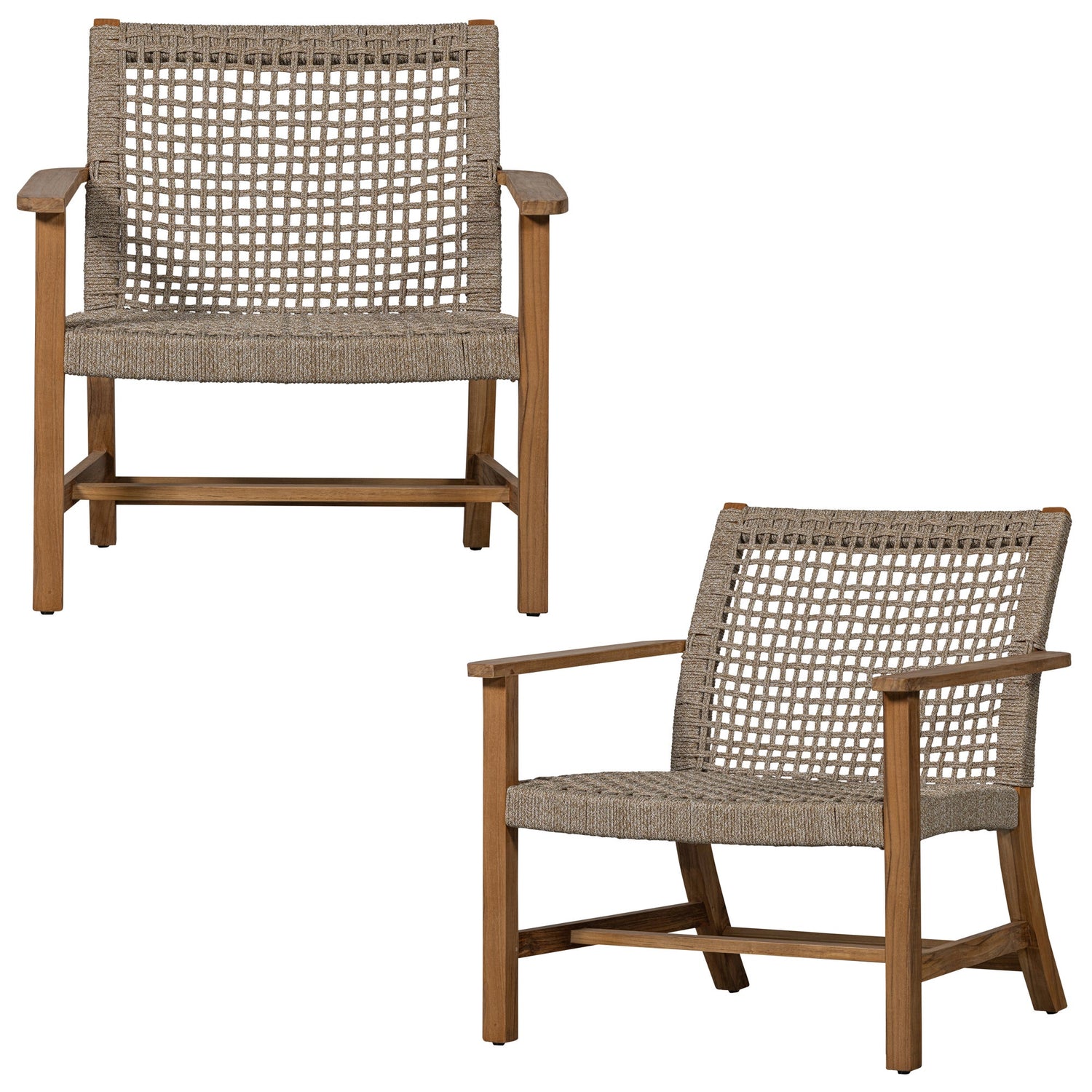 WOOOD Copper Tuin Fauteuils - Teak - Naturel - 79x76x85 - Set van 2