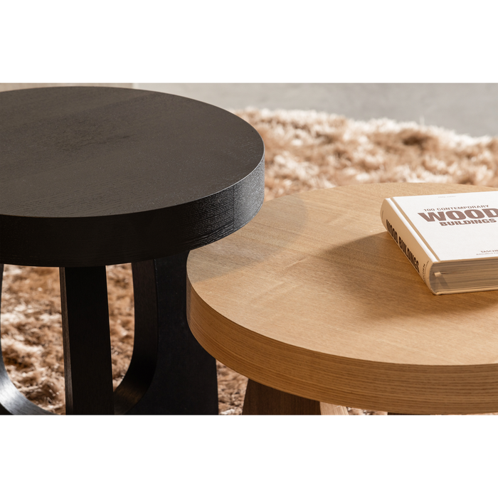 WOOOD Tala Bijzettafel - MDF Fineer - Naturel - 35x55x55