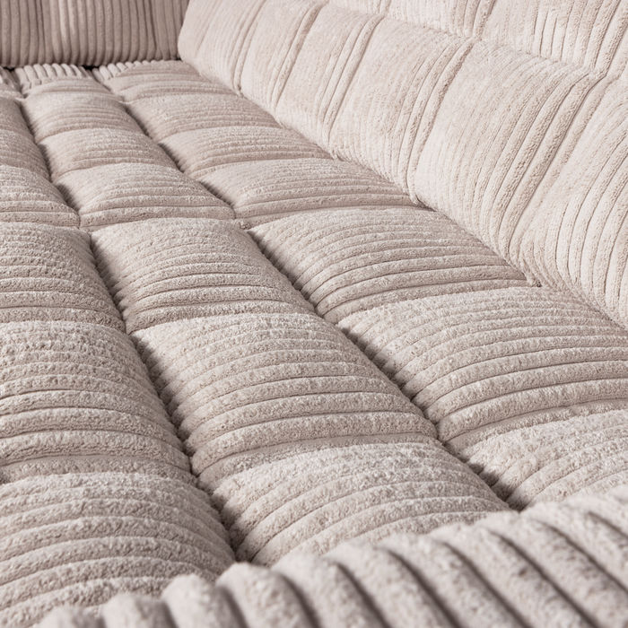 WOOOD Second Date Hoekbank Links - Grove Ribstof - Naturel