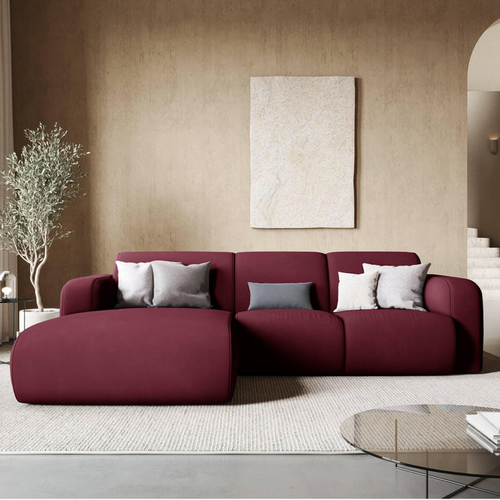 Windsor & Co Lola Hoekbank met Chaise Longue Links - Chenille - Bordeauxrood
