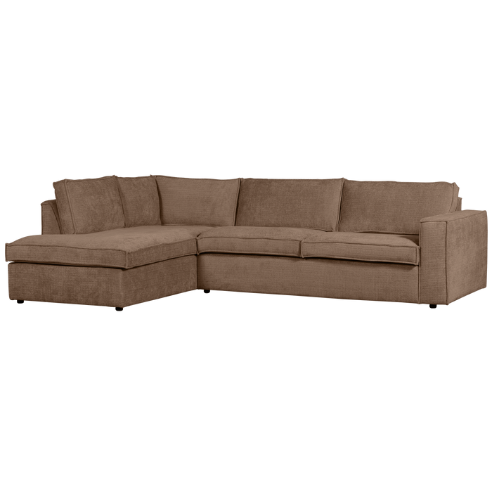 WOOOD Hoekbank Links Hajo - Chenille - Mud - 84x283x197