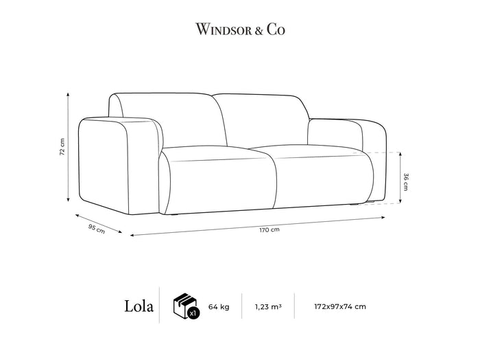Windsor & Co Lola 2-zitsbank - Chenille - Bordeauxrood