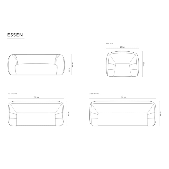 Cosmopolitan Design Essen 2,5-zitsbank - Bouclé - Bordeauxrood