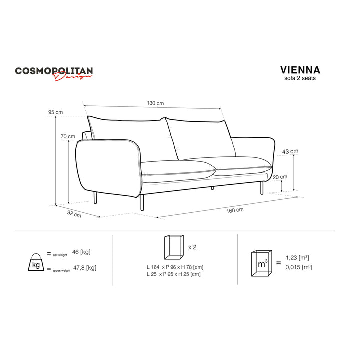 Cosmopolitan Design Vienna 2-zitsbank - Linnen - Beige
