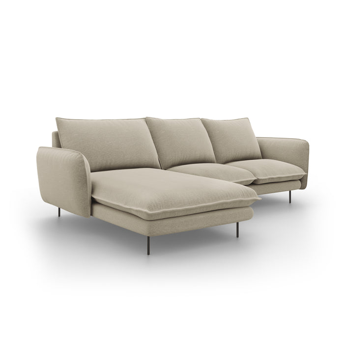 Cosmopolitan Design Vienna Hoekbank met Chaise Longue Links - Linnen - Beige