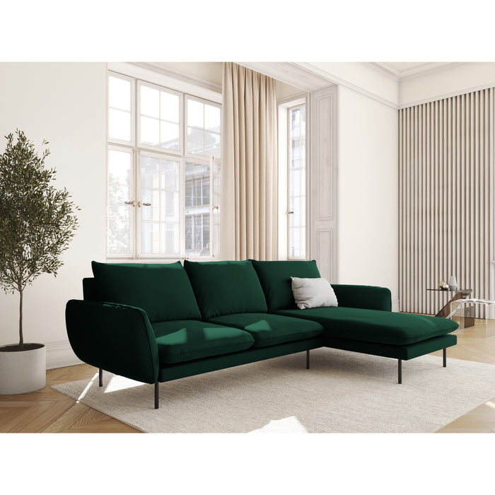 Cosmopolitan Design Vienna Hoekbank met Chaise Longue Rechts - Velvet - Flessengroen