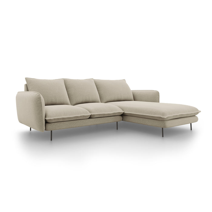 Cosmopolitan Design Vienna Hoekbank met Chaise Longue Rechts - Linnen - Beige