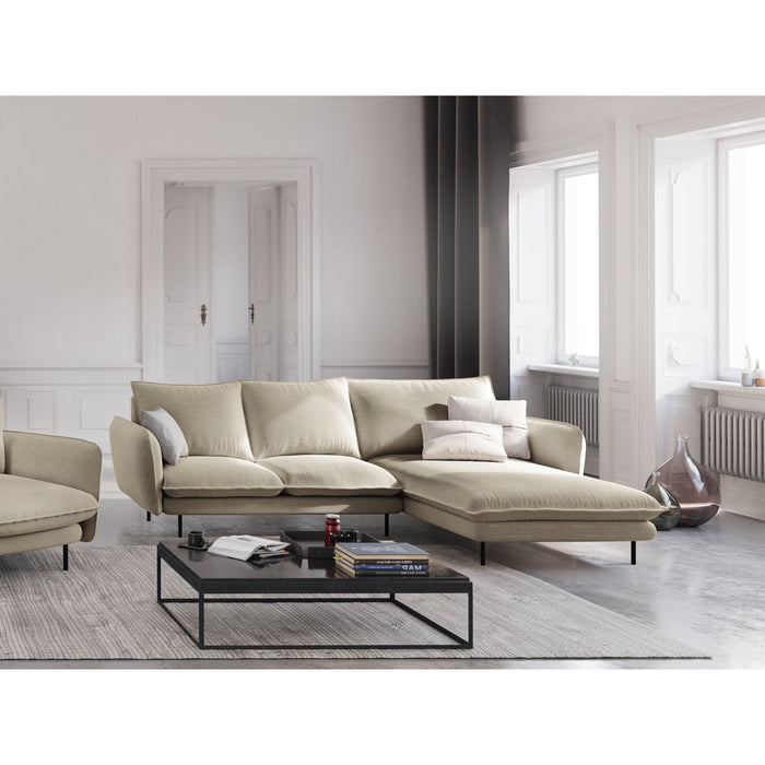 Cosmopolitan Design Vienna Hoekbank met Chaise Longue Rechts - Linnen - Beige