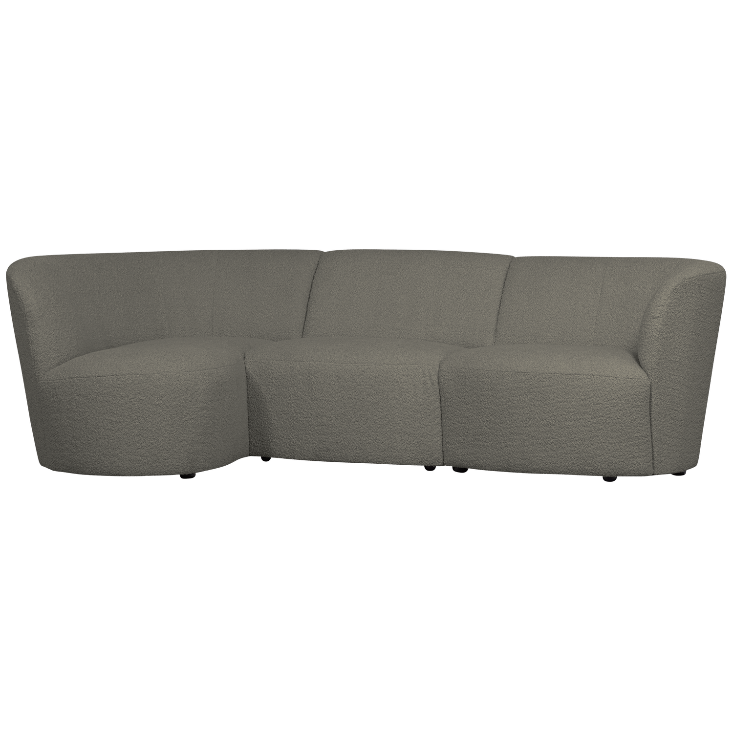 WOOOD Coco 3-Zits Ronding Links - Bouclé - Warm Groen - 70x230x138