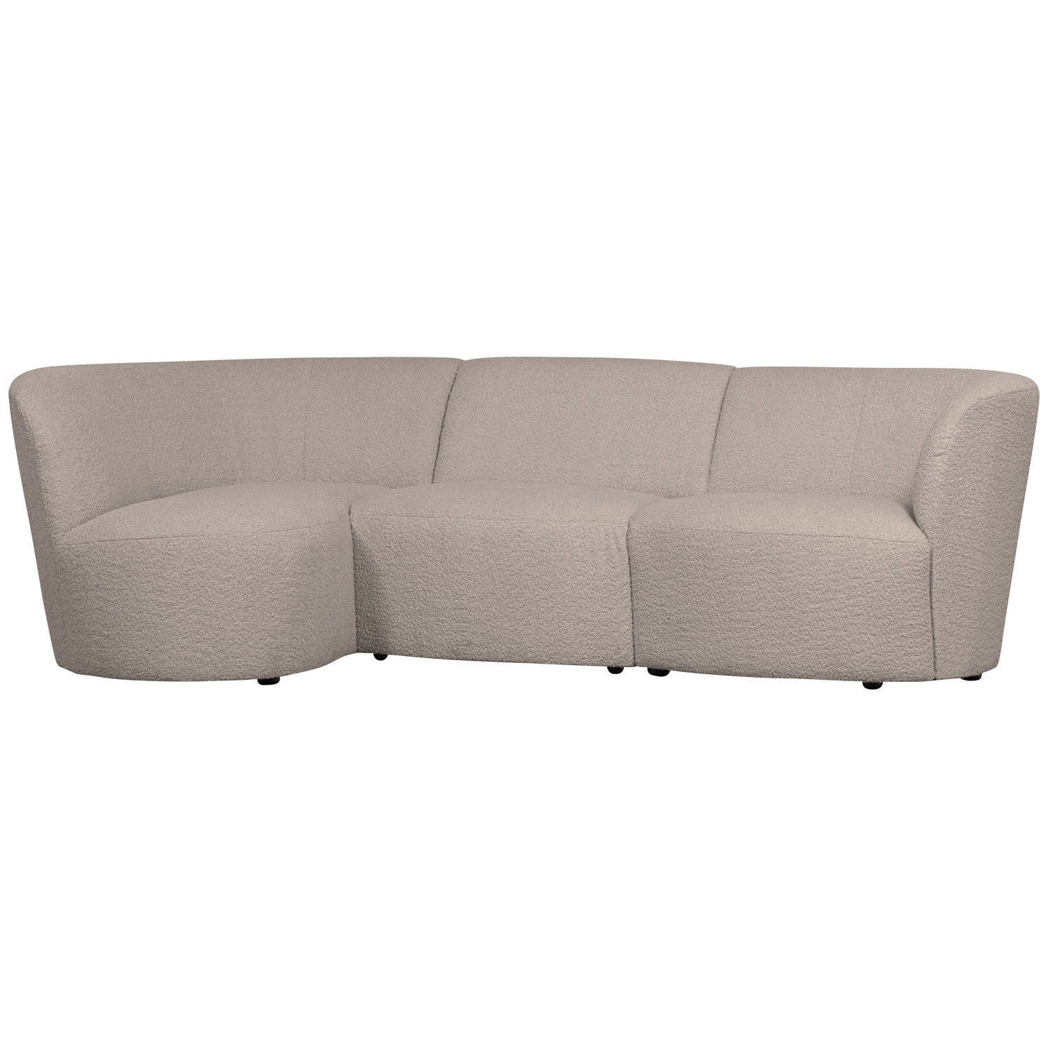 WOOOD Coco 3-Zits Ronding Links - Bouclé - Zand - 70x230x138