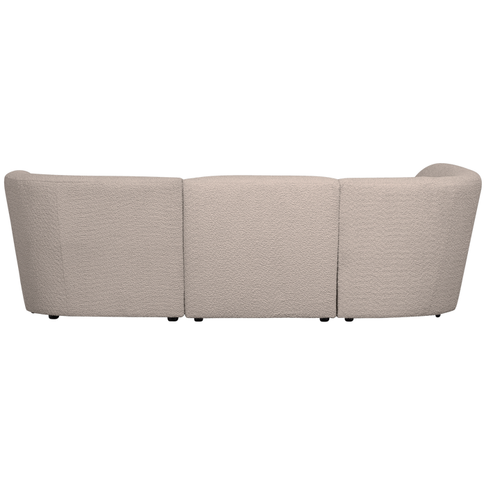WOOOD Coco 3-Zits Ronding Links - Bouclé - Zand - 70x230x138