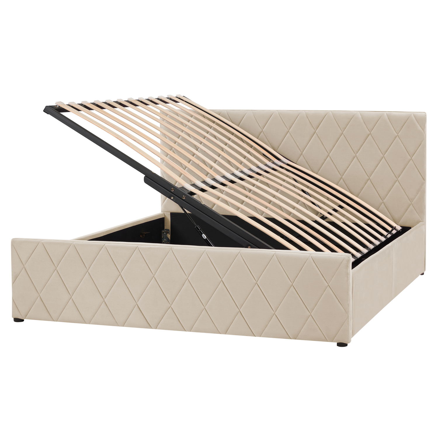 Beliani - ROCHEFORT - Tweepersoonsbed - Beige - 160 x 200 cm - Fluweel