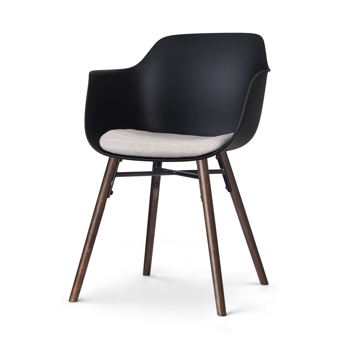 Nolon Nena-Liz Eetkamerstoel Zwart - Beige Kussen - Walnoot