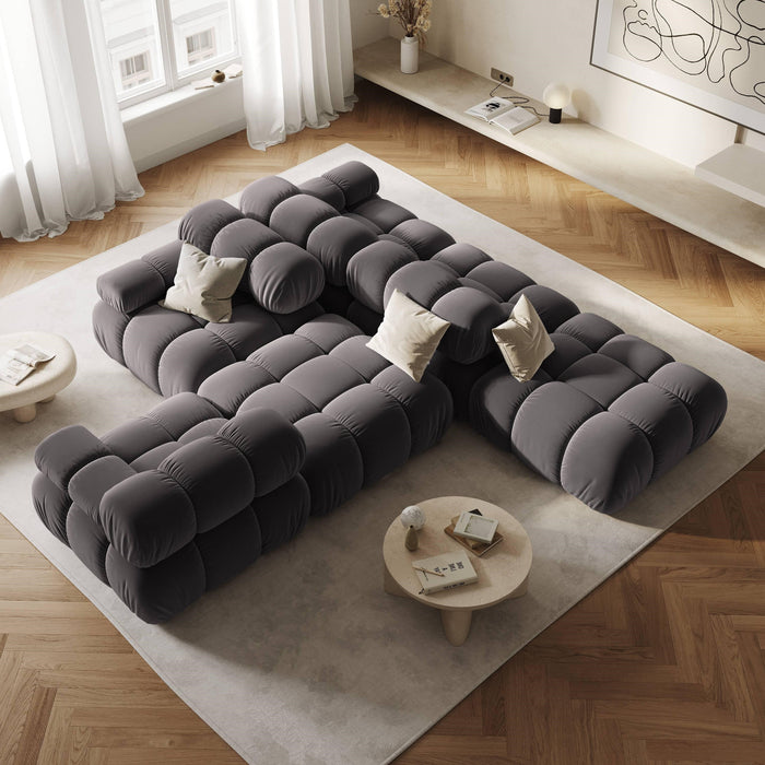 Milo Casa Tropea Modulaire 2-zitsbank Links Open met Hocker - Donkergrijs