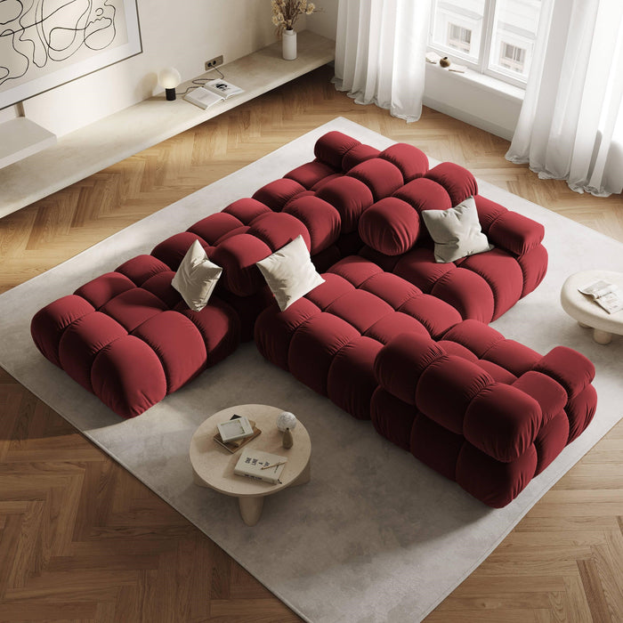 Milo Casa Tropea Modulaire 2-zitsbank Rechts Open met Hocker - Bordeauxrood