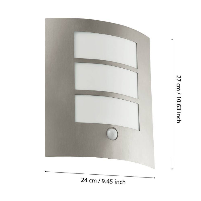 EGLO Buitenmuurlamp met sensor City zilverkleurig 88142