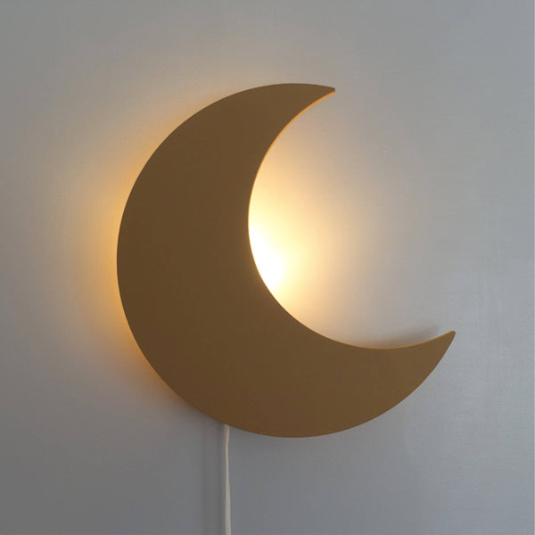 Houten wandlamp kinderkamer | Maan - spiced honey