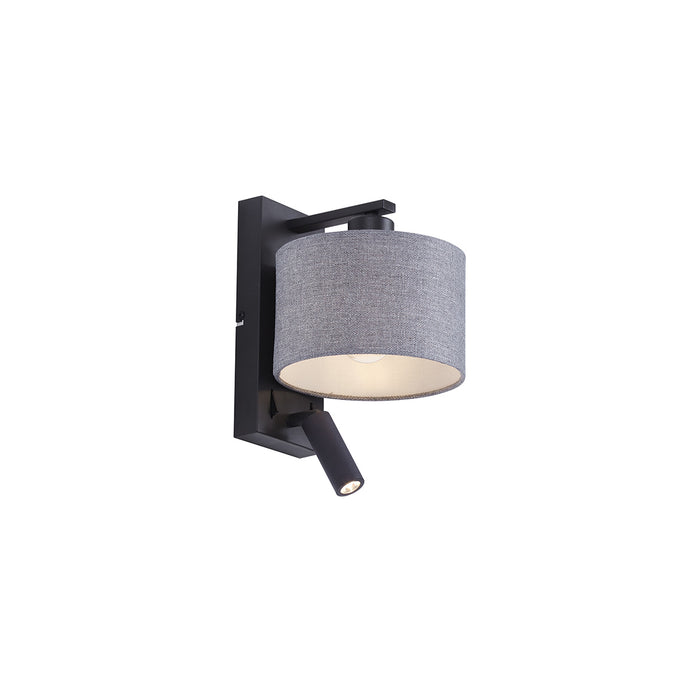 QAZQA Moderne wandlamp zwart met grijs rond en leeslamp - Puglia