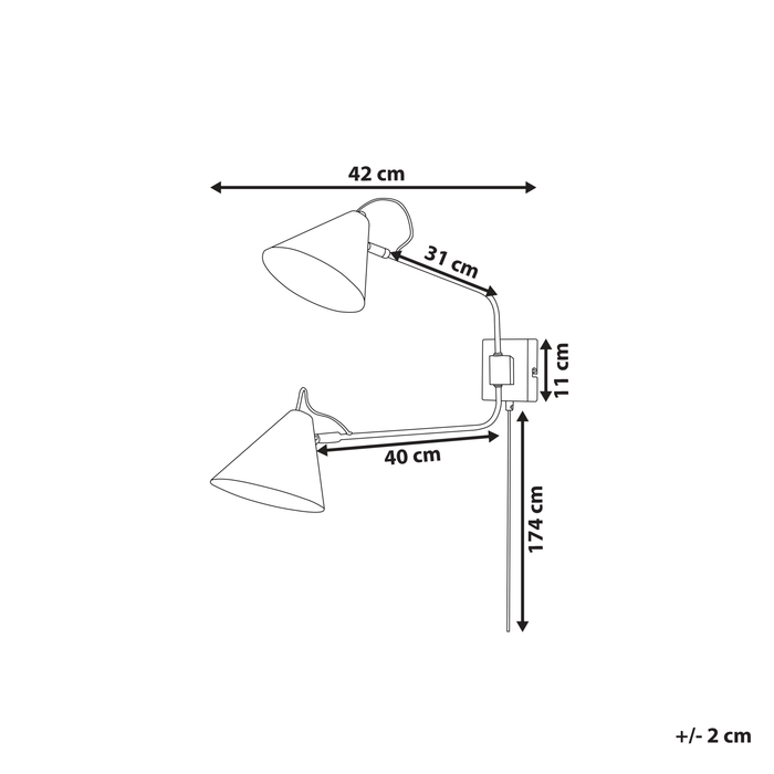 Beliani - MANDIRI - Wandlamp - Zwart - Metaal