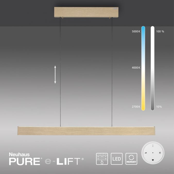 Neuhaus PURE® Hanglamp PURE E-MOTION Gold e-LIFT  120cm incl. Remote