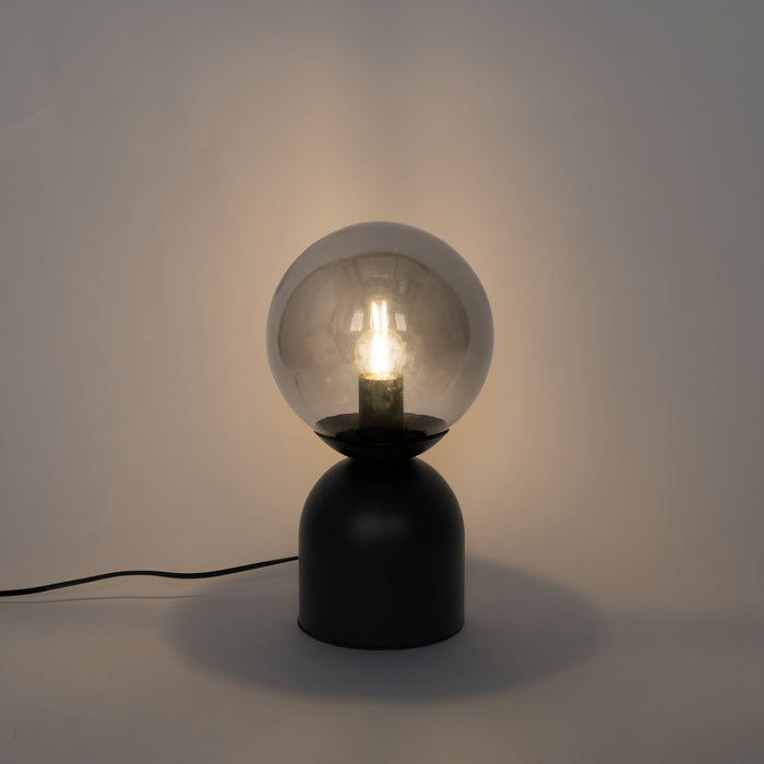 QAZQA Hotel chique tafellamp zwart met smoke glas - Pallon Trend