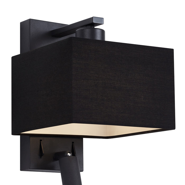 QAZQA Moderne wandlamp zwart vierkant met leeslamp - Puglia