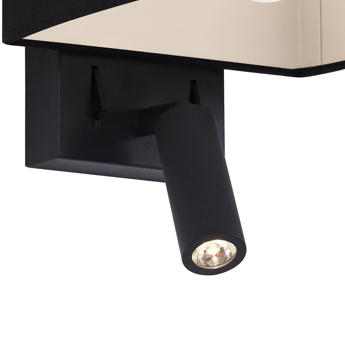 QAZQA Moderne wandlamp zwart vierkant met leeslamp - Puglia