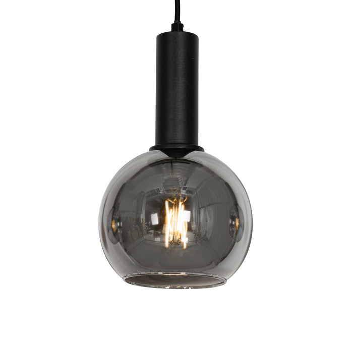 QAZQA Art Deco hanglamp zwart met smoke glas 4-lichts - Josje