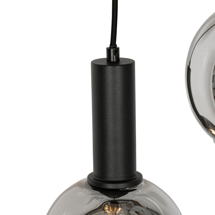 QAZQA Art Deco hanglamp zwart met smoke glas rond 5-lichts - Josje