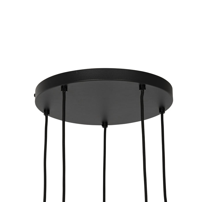 QAZQA Art Deco hanglamp zwart met smoke glas rond 5-lichts - Josje