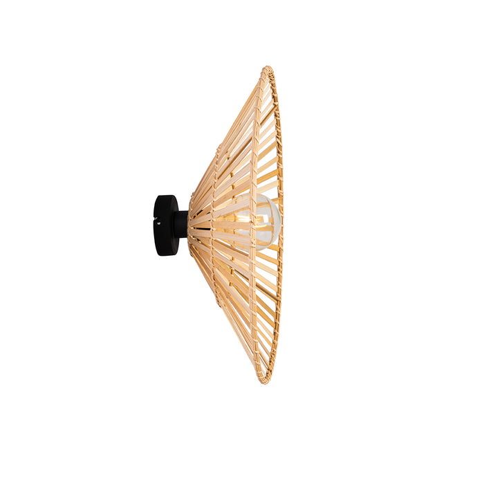 QAZQA Oosterse wandlamp zwart met naturel bamboe - Pua