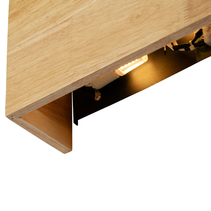 QAZQA Landelijke wandlamp eiken hout 2-lichts - Otan