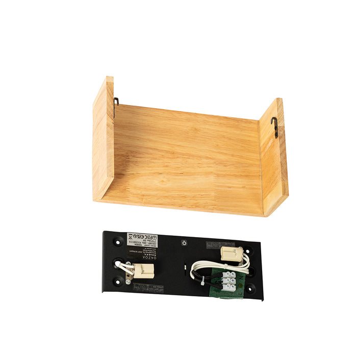 QAZQA Landelijke wandlamp eiken hout 2-lichts - Otan