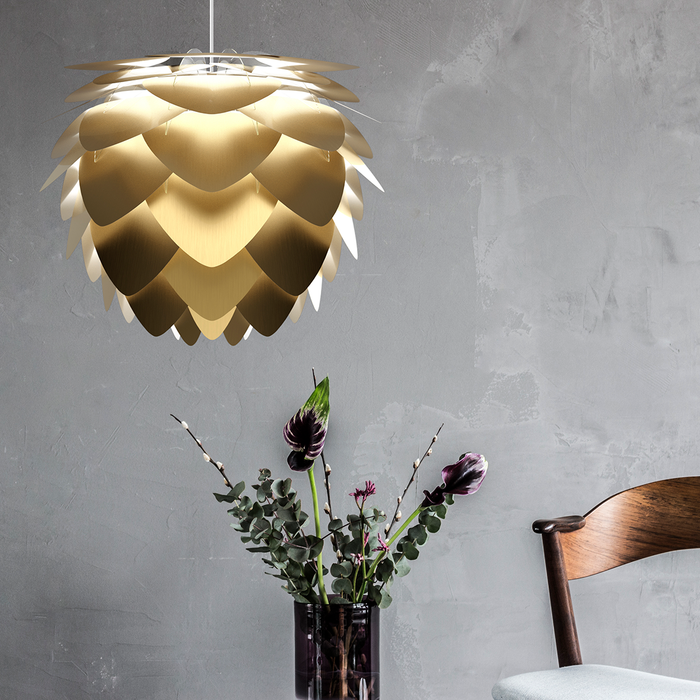 Umage Aluvia Medium hanglamp brushed brass - met koordset wit - Ø 59