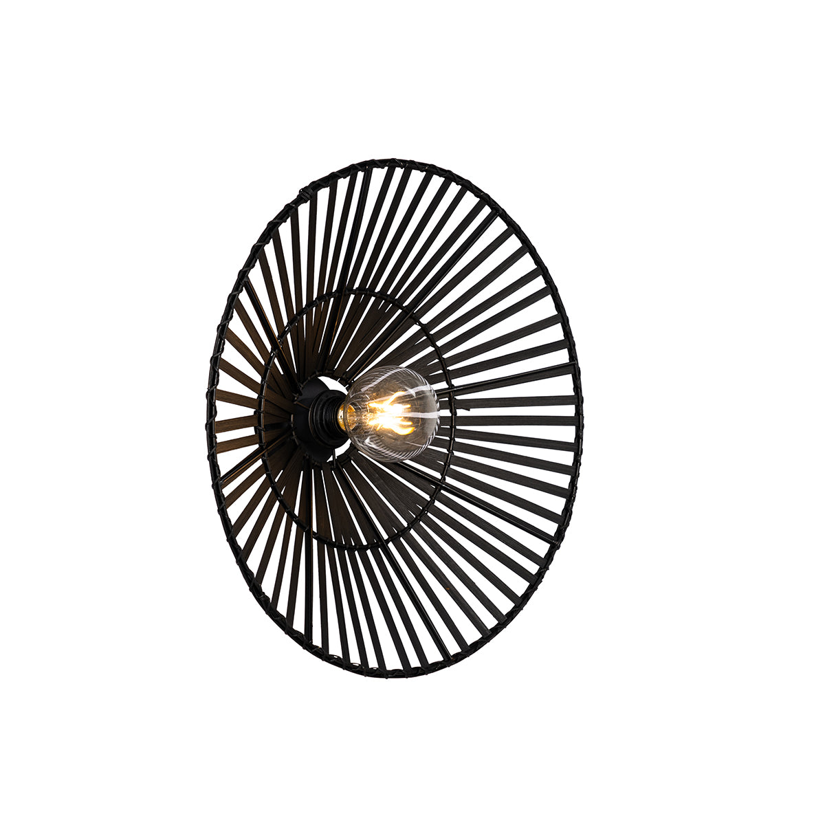 QAZQA Oosterse wandlamp zwart bamboe rond - Pua