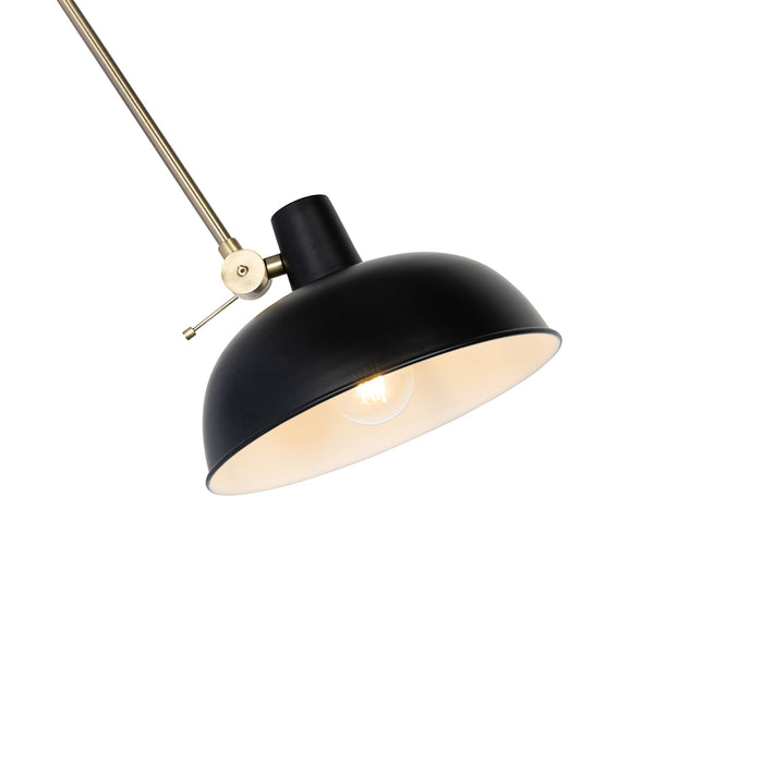 QAZQA Retro wandlamp zwart met brons - Milou