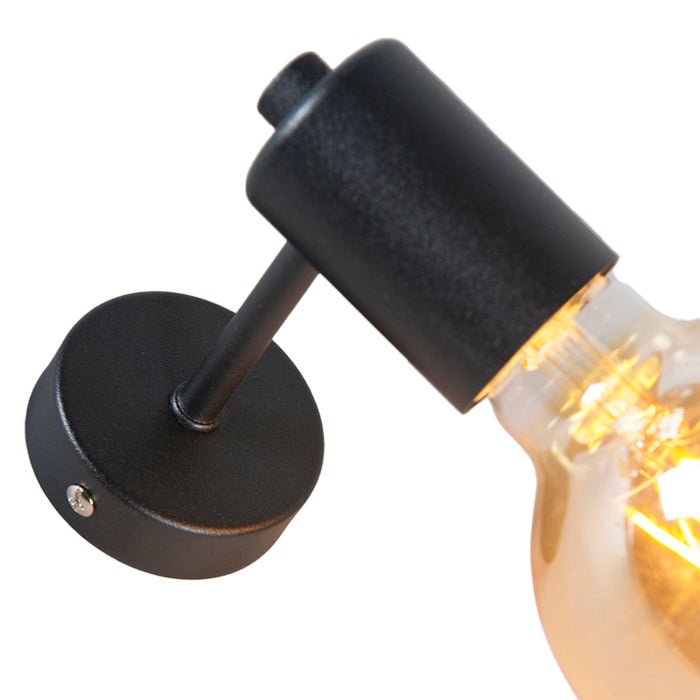 QAZQA Industriële wandlamp zwart 13cm - Facil