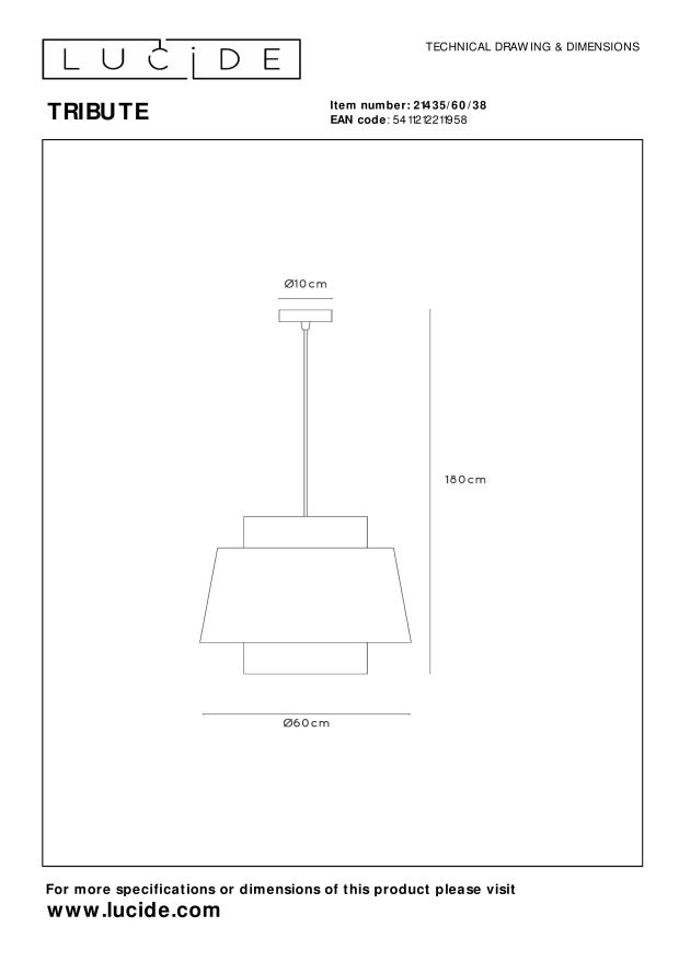 Lucide TRIBUTE Hanglamp - Beige