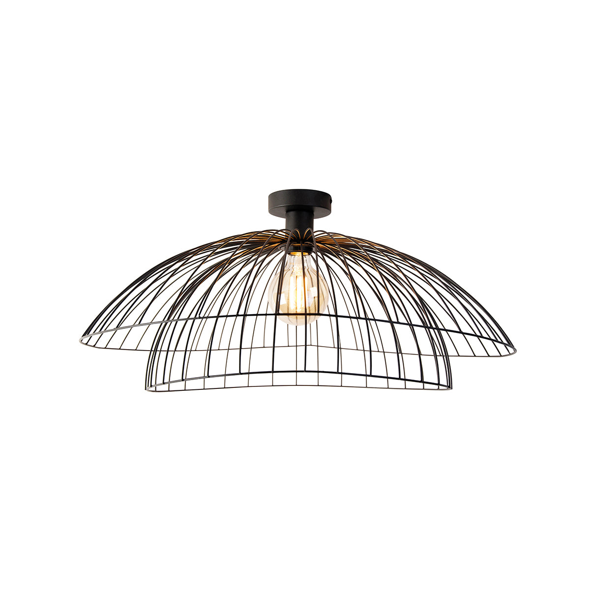 QAZQA Smart plafondlamp zwart 60 cm incl. Wifi G95 - Pua