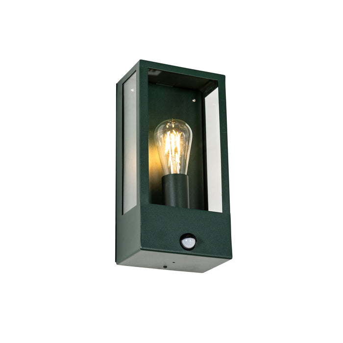 QAZQA Buiten wandlamp donker groen met bewegingsmelder IP44 -