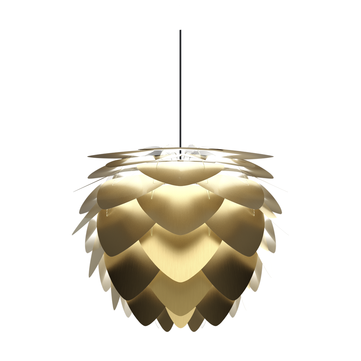 Umage Aluvia Mini hanglamp brushed brass - met koordset zwart - Ø 40