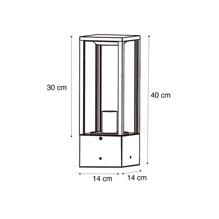 QAZQA Staande buitenlamp zwart met smoke 40 cm IP44 - Charlois