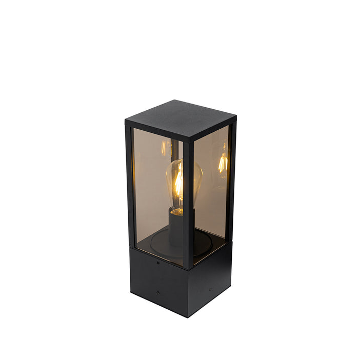 QAZQA Staande buitenlamp zwart met smoke 40 cm IP44 - Charlois