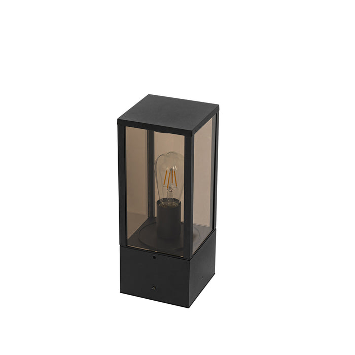 QAZQA Staande buitenlamp zwart met smoke 40 cm IP44 - Charlois